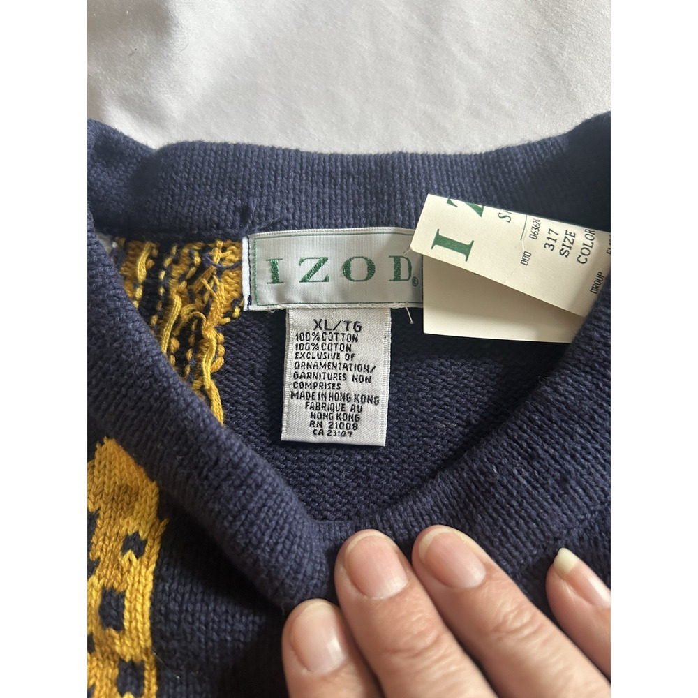 Vintage 90s Y2K Izod Novelty Sweater Womens Size XL Blue Classic Comfort NWT - Picture 5 of 9